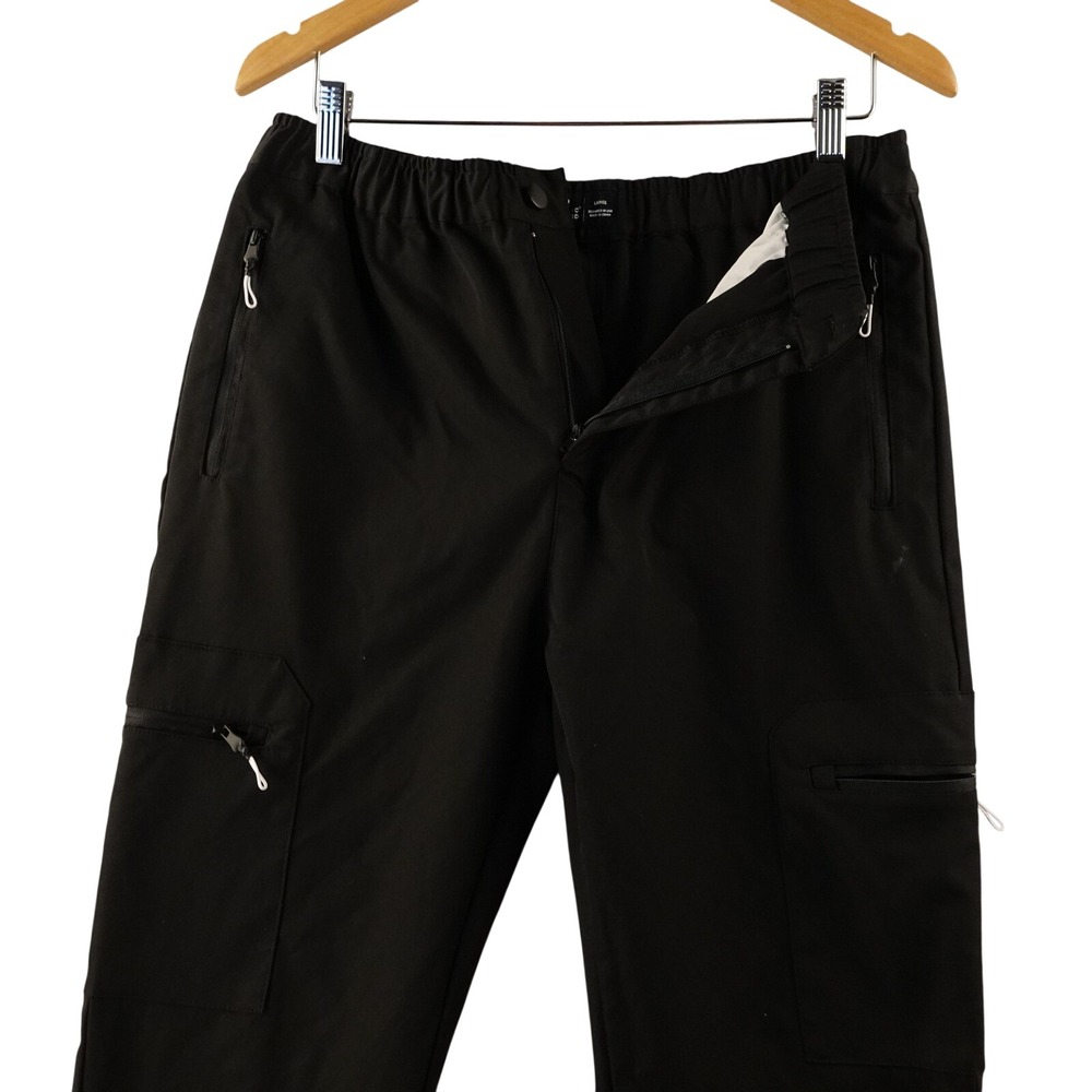 Public Record‎ Black Cargo Pants Men's Large Elastic Waist Zip Pockets Outdoor